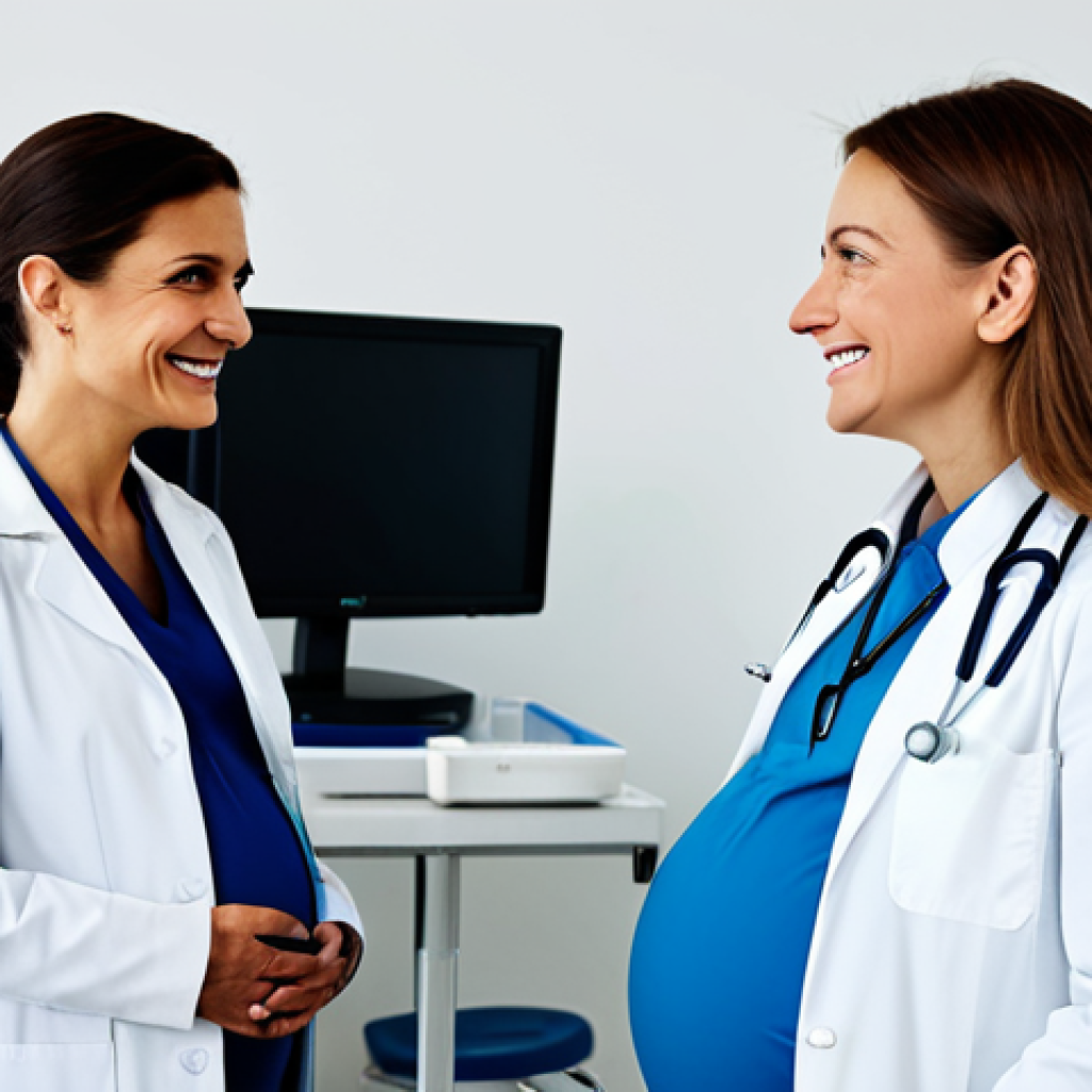 **Prompt:** "A professional Italian doctor in a white coat, smiling reassuringly at a pregnant woman in a clinic, ultrasound monitor visible in the background, fully clothed, appropriate content, safe for work, perfect anatomy, natural proportions, professional, friendly environment."