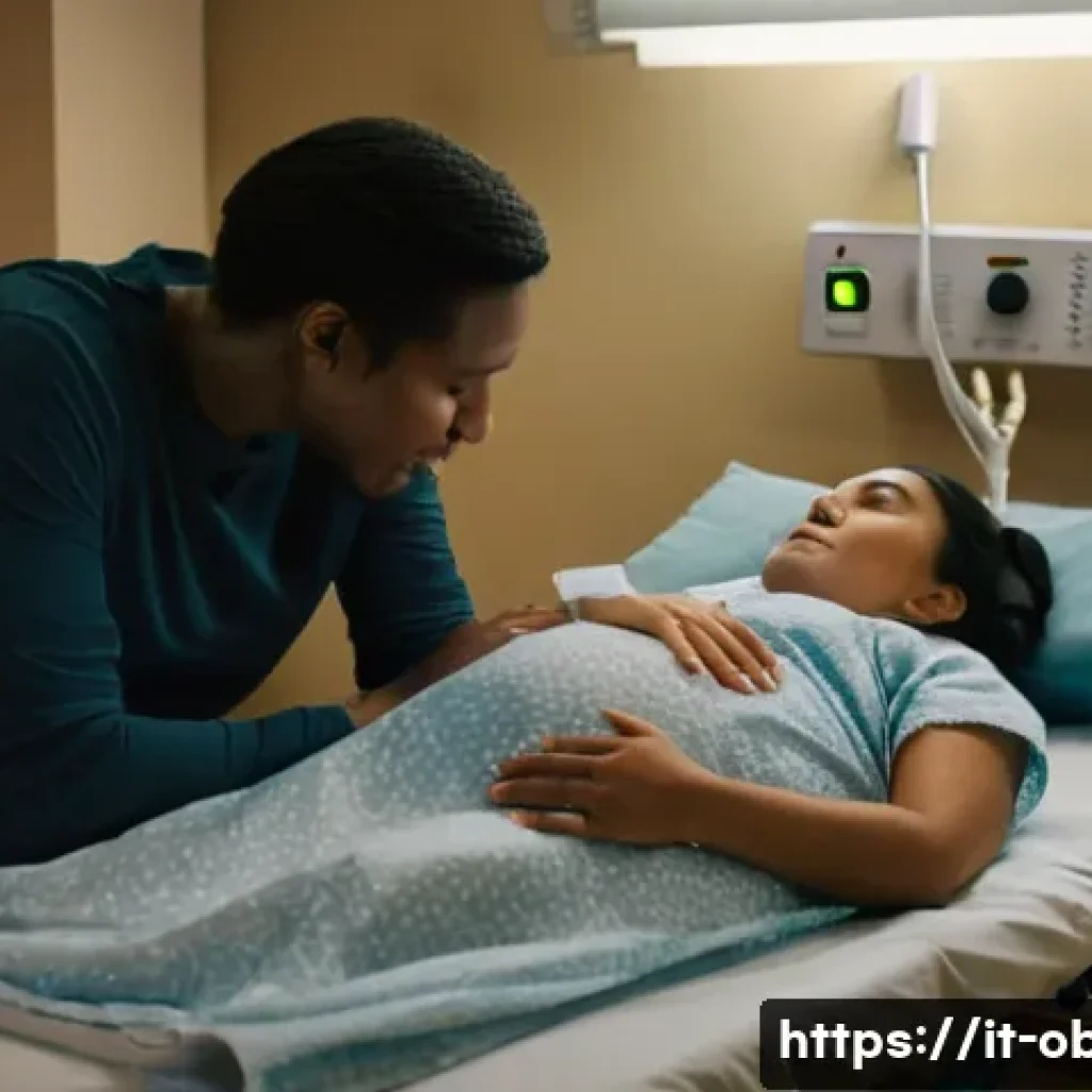 태아 초음파 검사의 종류와 필요성 - **"A tender and emotional scene capturing the first trimester ultrasound. A pregnant woman, dressed ...