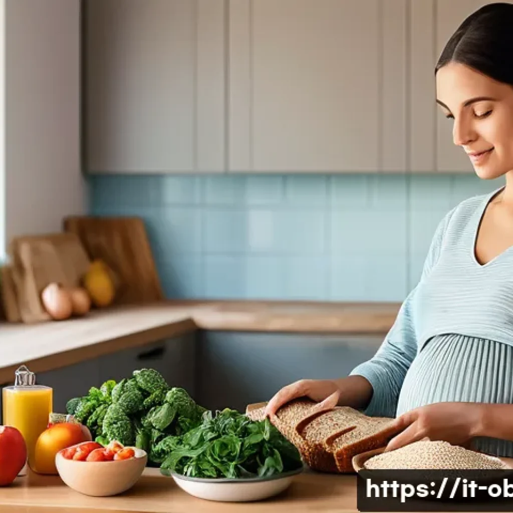 임신성 고혈당 예방을 위한 식단 팁 - A vibrant Italian kitchen scene showing a pregnant woman in comfortable, modest clothing preparing a...