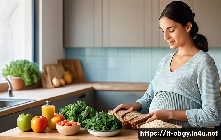 임신성 고혈당 예방을 위한 식단 팁 - A vibrant Italian kitchen scene showing a pregnant woman in comfortable, modest clothing preparing a...