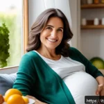 Home 19 고령 산모를 위한 임신 관리 팁 - A serene, cozy Italian home interior featuring a pregnant woman over 35 years old wearing comfortabl...
